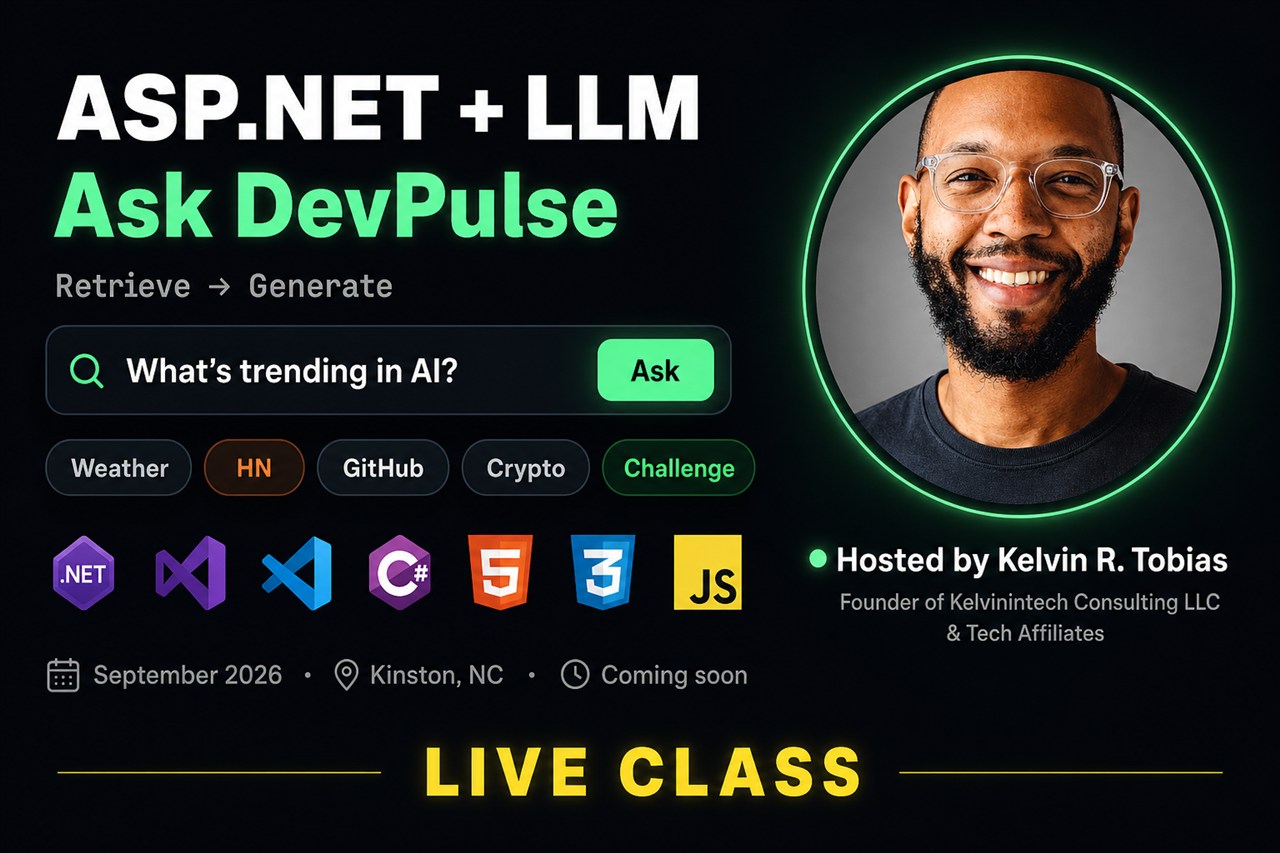 Ask DevPulse — ASP.NET + LLM live class, September 2026 · Kinston, NC